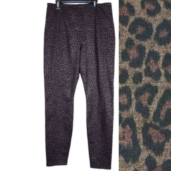 Liverpool Leggings Animal Print Cheetah Brown Black Pull-on Pants Stretch Sz 12 - Picture 1 of 16